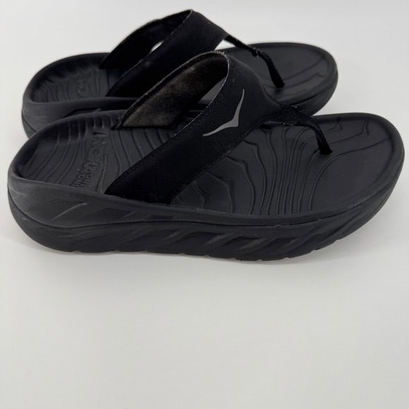 Hoka One One Shoes - Hoka One One Ora Recovery Flip Women Size 7 Black Thong Platform Sandals